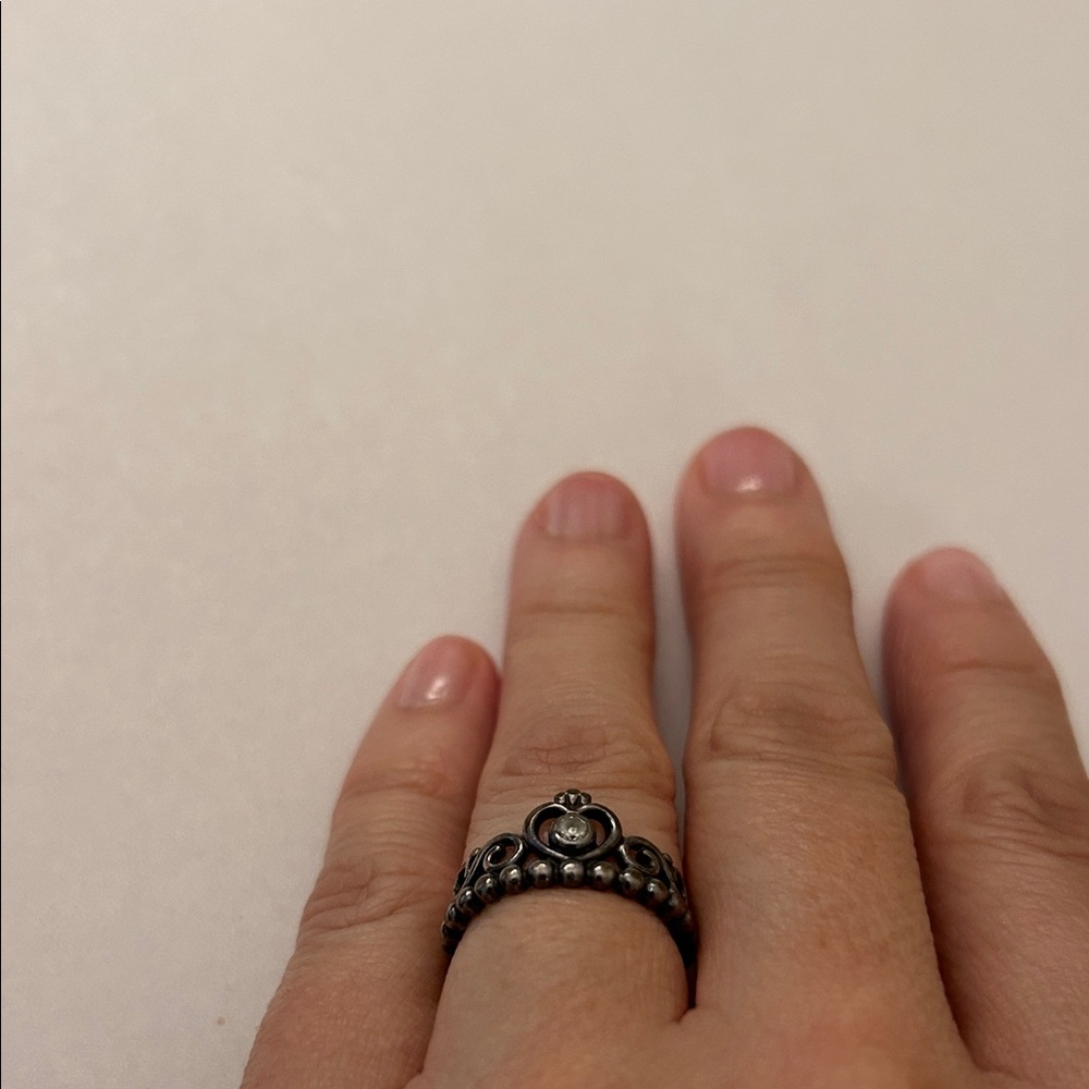925 Ale Pandora Crown Ring Size 4 - Picture 2 of 10